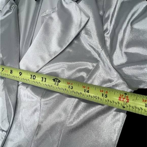 White House Black Market Blazer Jacket Velvet Silver Single Button Dressy - Picture 4 of 9